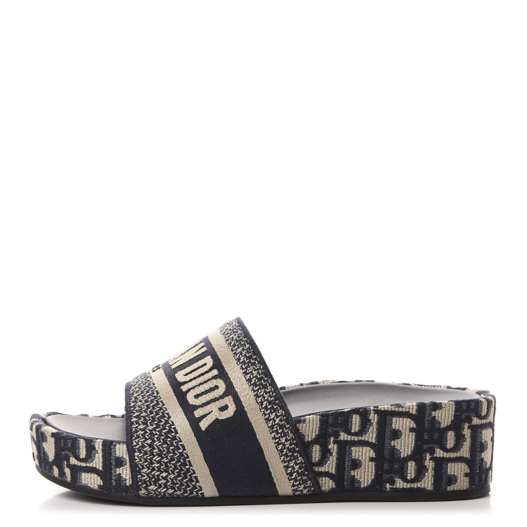 DIOR OBLIQUE D-WAY PLATFORM SANDALS DEEP BLUE