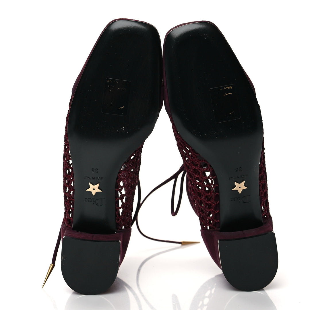 DIOR SUEDE CALFSKIN FISHNET NAUGHTILY D ANKLE BOOTS