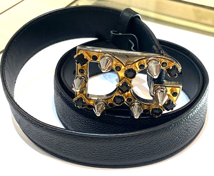 DOLCE &amp; GABBANA LEATHER DG LOGO BELT