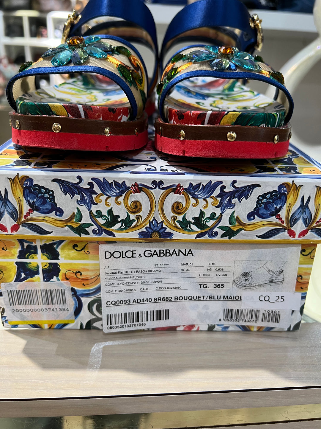 DOLCE &amp; GABBANA CRYSTAL FLORAL SANDALS
