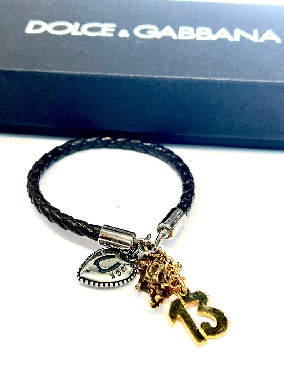 DOLCE &amp; GABBANA LUCKY CHARMS LEATHER BRACELET