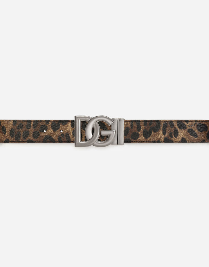 DOLCE &amp; GABBANA REVERSIBLE CALFSKIN LEATHER LEOPARD PRINT BELT