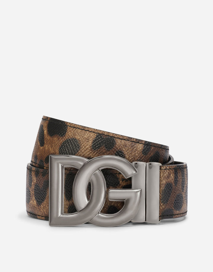 DOLCE &amp; GABBANA REVERSIBLE CALFSKIN LEATHER LEOPARD PRINT BELT