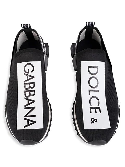 DOLCE &amp; GABBANA SORRENTO LOGO STRIPE SOCK SNEAKERS