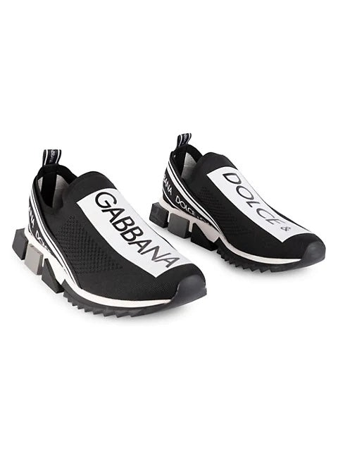 DOLCE &amp; GABBANA SORRENTO LOGO STRIPE SOCK SNEAKERS