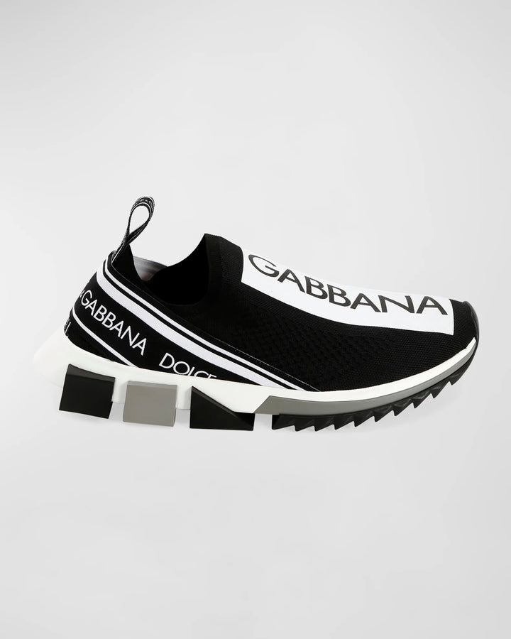 DOLCE &amp; GABBANA SORRENTO LOGO STRIPE SOCK SNEAKERS