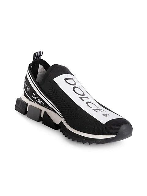 DOLCE &amp; GABBANA SORRENTO LOGO STRIPE SOCK SNEAKERS
