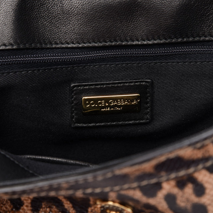 DOLCE &amp; GABBANA CALFSKIN EMBOSSED LEOPARD PRINT MISS SICILY SHOPPER TOTE BAG