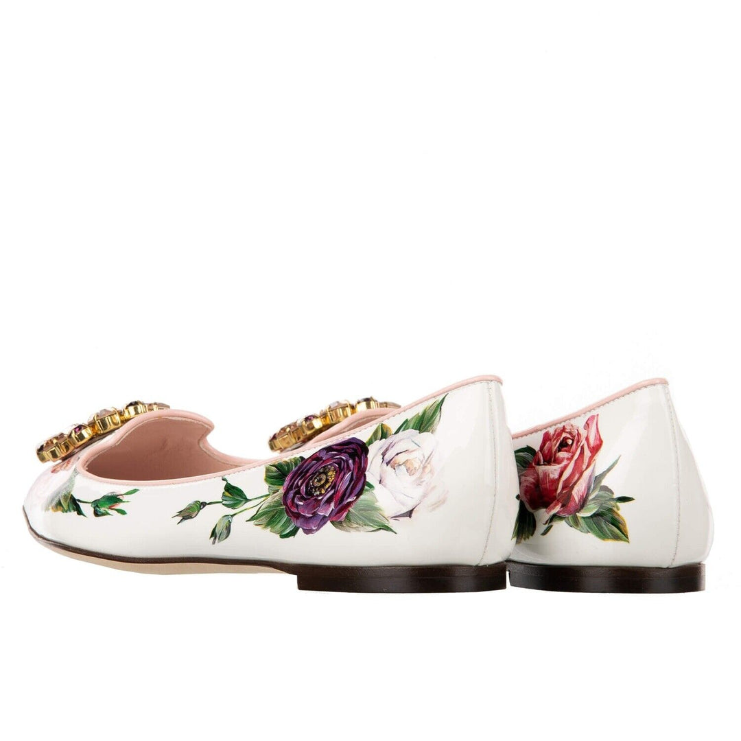 DOLCE &amp; GABBANA ROSE CRYSTAL BROOCH BALLET FLATS