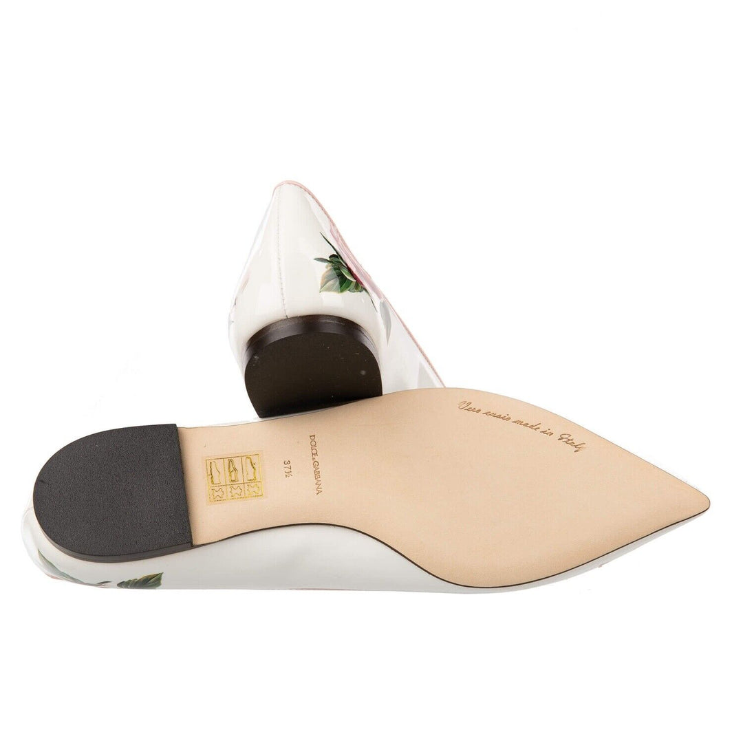 DOLCE &amp; GABBANA ROSE CRYSTAL BROOCH BALLET FLATS