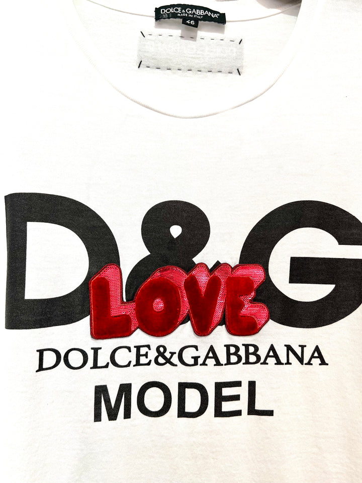 DOLCE &amp; GABBANA MODEL LOVE EMBROIDERY TEE
