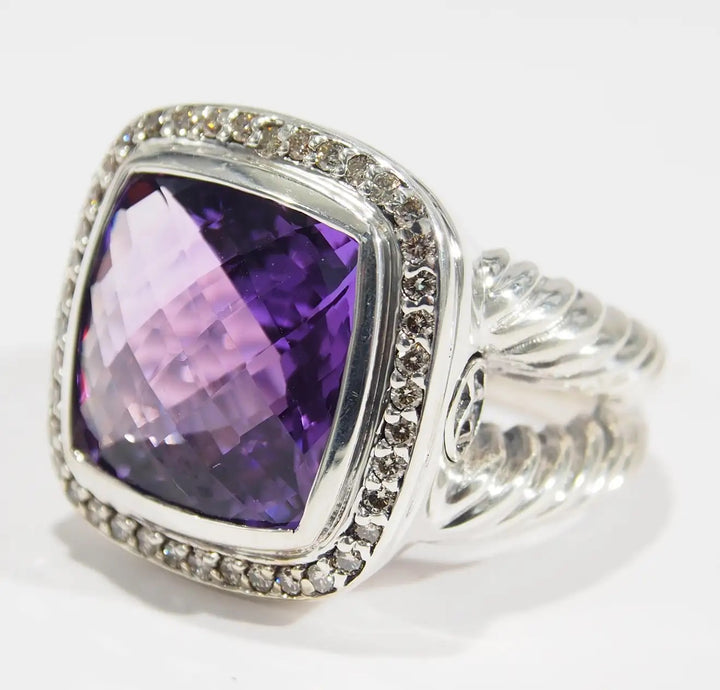 DAVID YURMAN AMETHYST ALBION DIAMOND RING