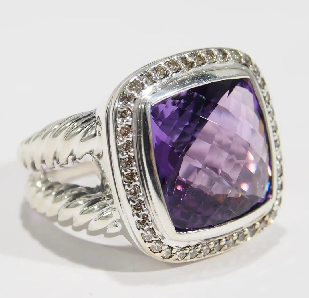 DAVID YURMAN AMETHYST ALBION DIAMOND RING