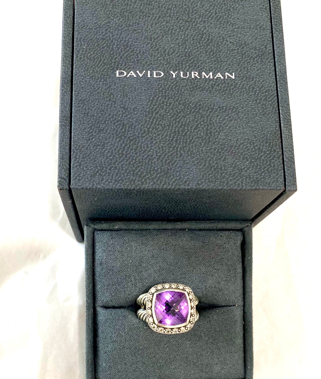 DAVID YURMAN AMETHYST ALBION DIAMOND RING