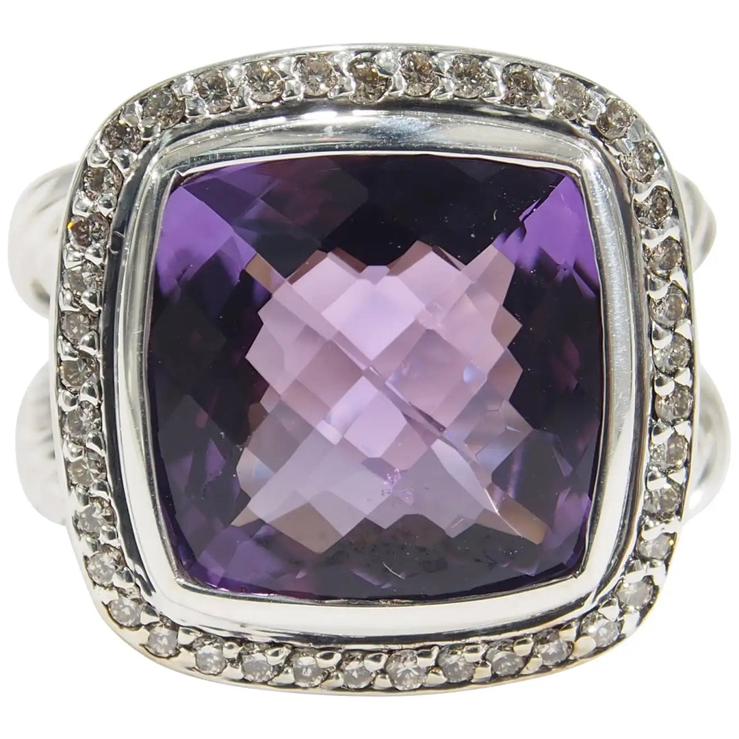 DAVID YURMAN AMETHYST ALBION DIAMOND RING