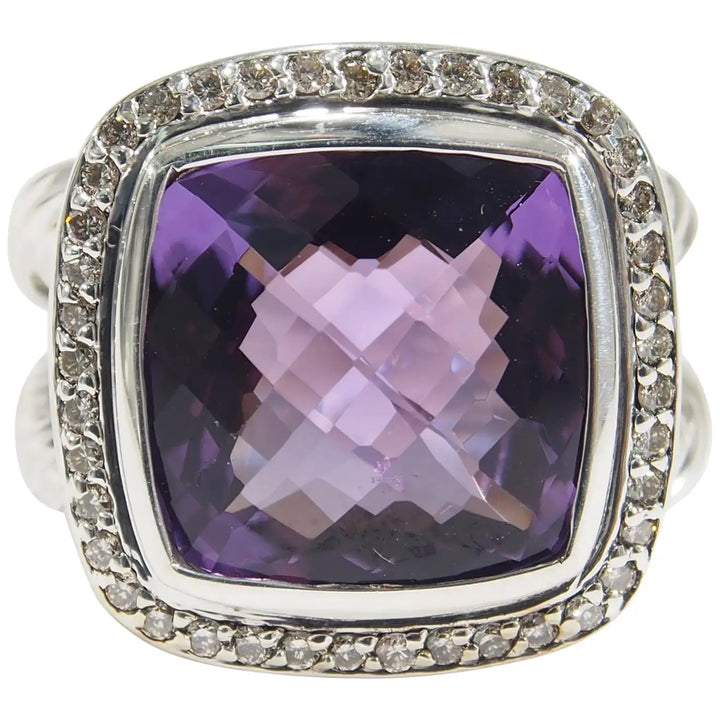 DAVID YURMAN AMETHYST ALBION DIAMOND RING