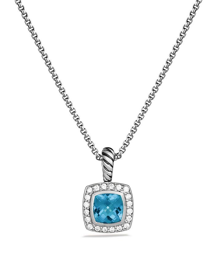 David Yurman Petite Albion Pendant Blue Topaz Necklace