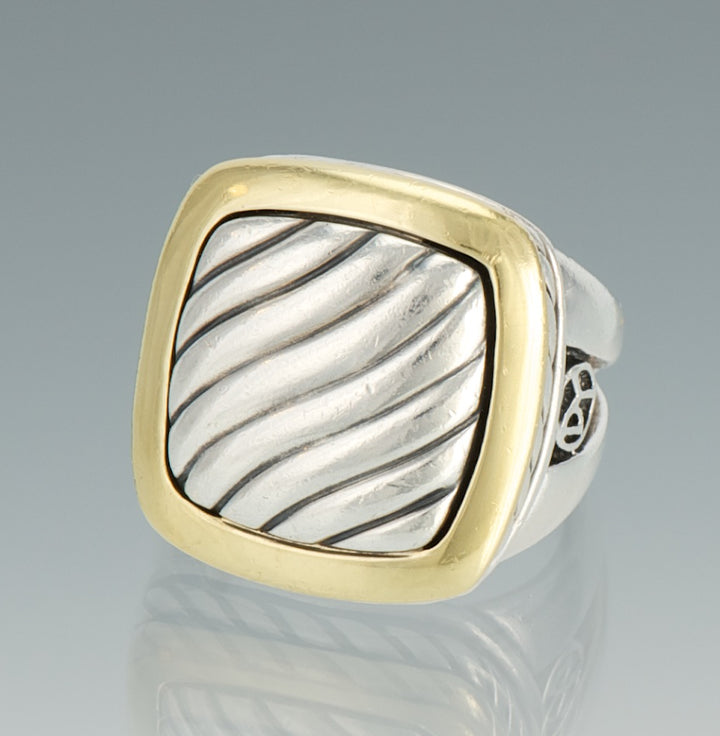 DY STERLING SILVER &amp; 18K GOLD ALBION SCULPTED CABLE RING