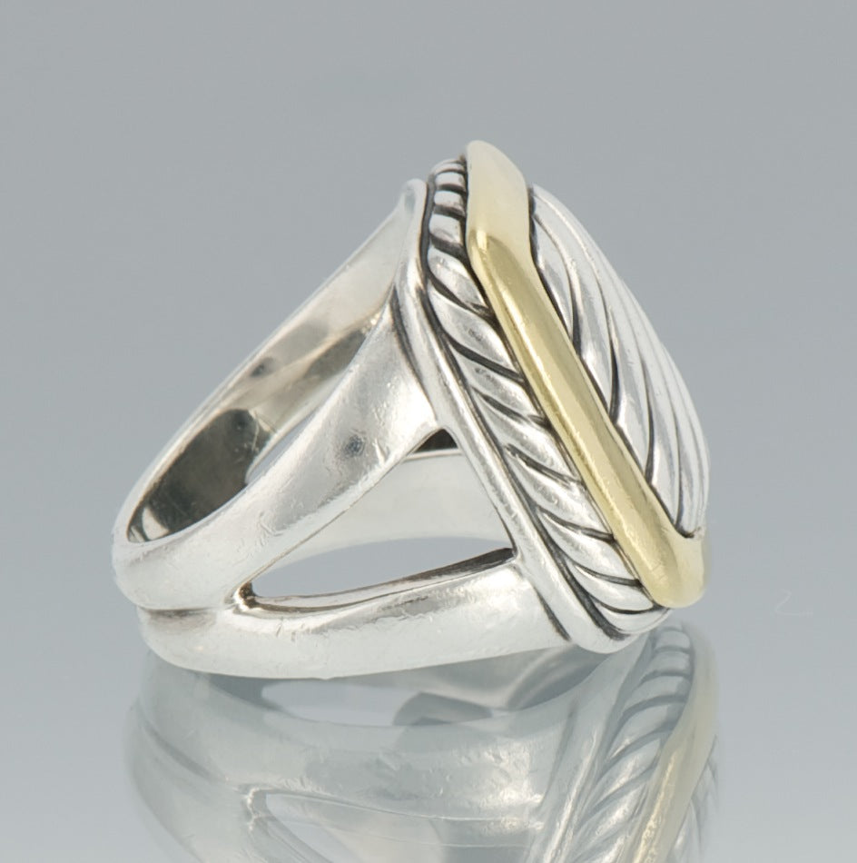 DY STERLING SILVER &amp; 18K GOLD ALBION SCULPTED CABLE RING