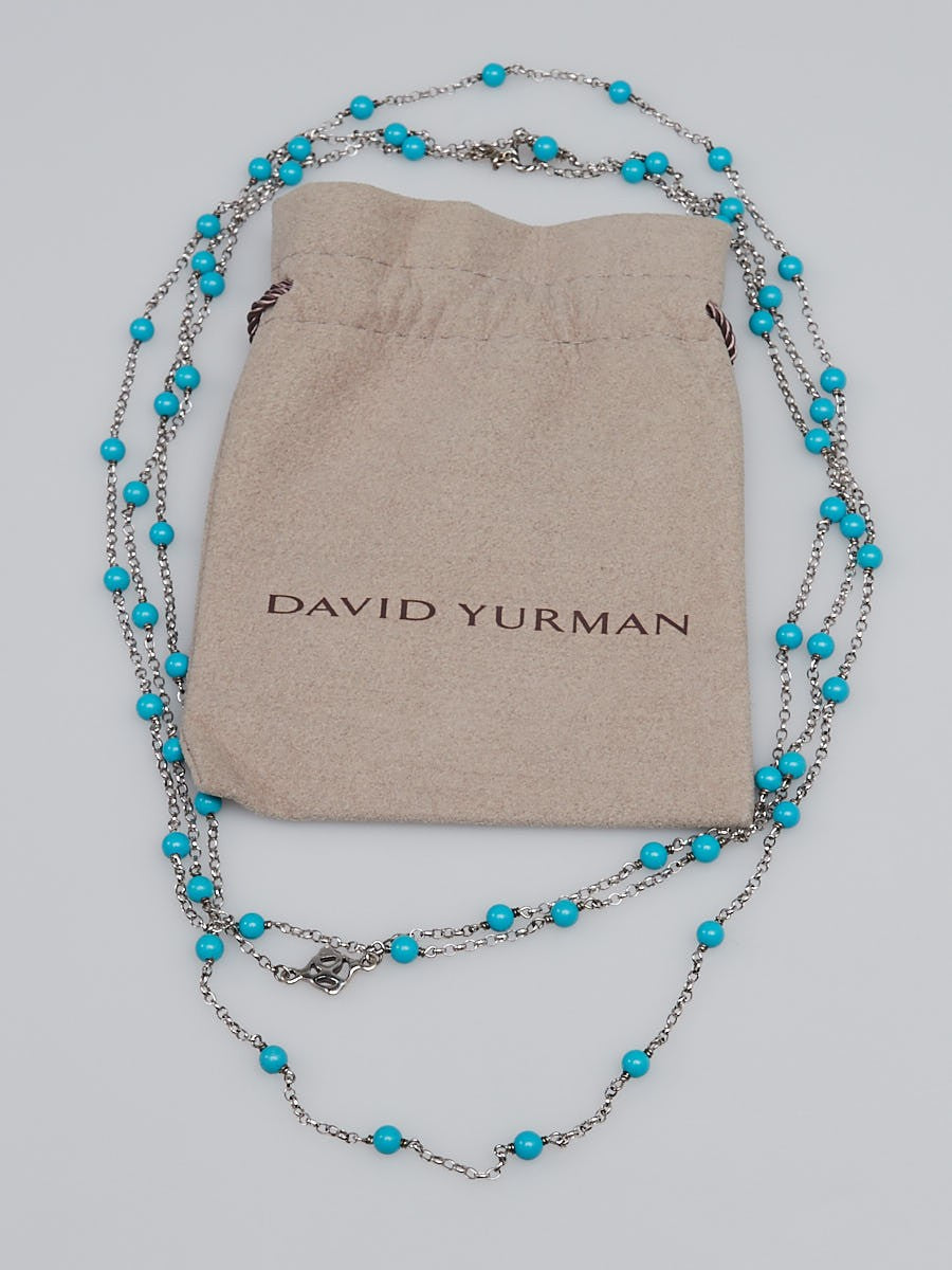 David Yurman Cable Chain Necklace With Turquoise Beads