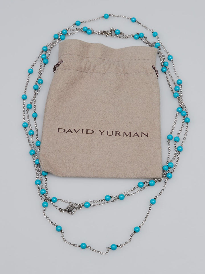 David Yurman Cable Chain Necklace With Turquoise Beads