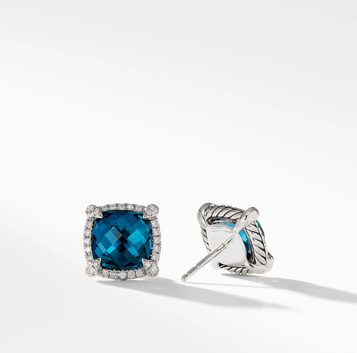 DAVID YURMAN Chatelaine® Pavé Bezel Earring with Hampton Blue Topaz &amp; Diamonds