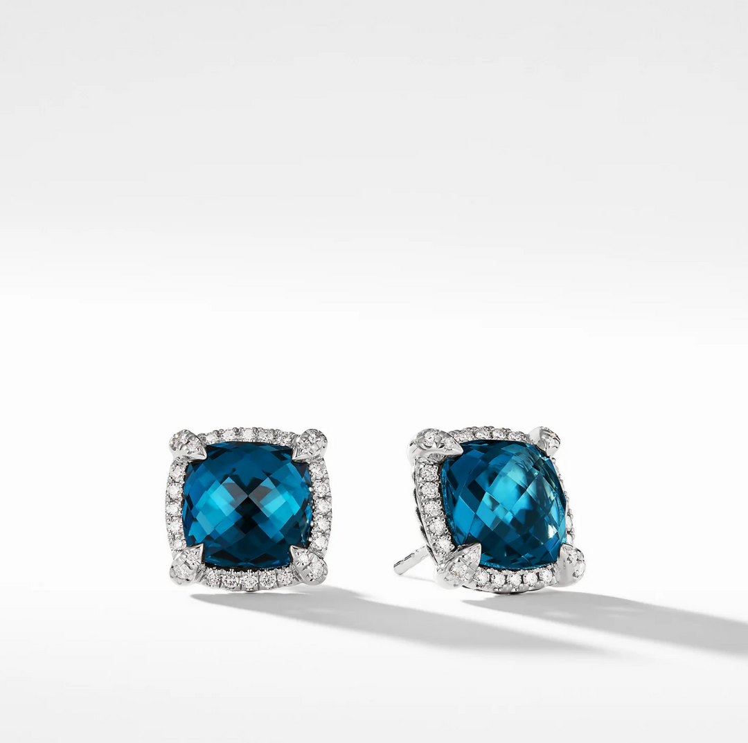 DAVID YURMAN Chatelaine® Pavé Bezel Earring with Hampton Blue Topaz &amp; Diamonds
