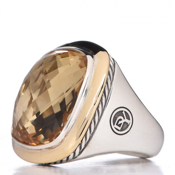 David Yurman Silver 18K Gold Citrine Albion Ring