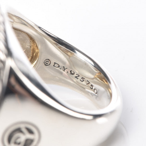 David Yurman Silver 18K Gold Citrine Albion Ring