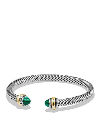 David Yurman Cable Classics Bracelet Green Onyx Silver &amp; 14K Gold
