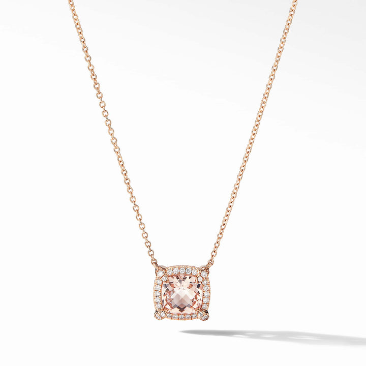 DAVID YURMAN Petite Chatelaine® Pavé BEZEL 18K ROSE GOLD MORGANITE &amp; DIAMONDS NECKLACE