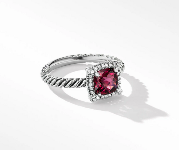 DAVID YURMAN PETITE Chatelaine® Pavé BEZEL RING WITH RHODOLITE GARNET &amp; DIAMONDS