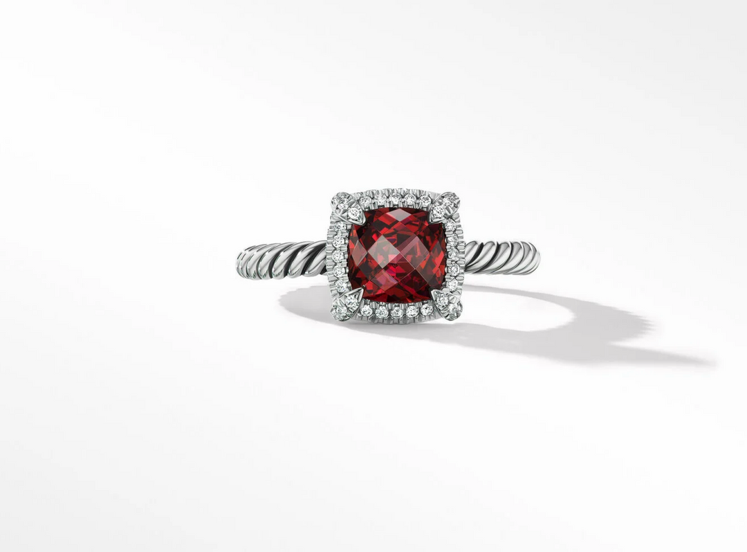 DAVID YURMAN PETITE Chatelaine® Pavé BEZEL RING WITH RHODOLITE GARNET &amp; DIAMONDS