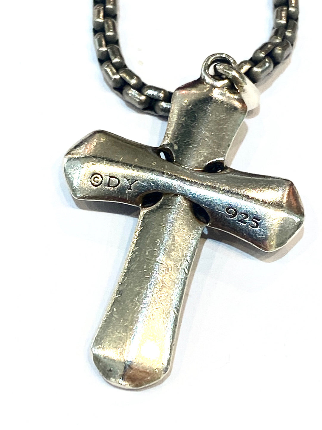 DAVID YURMAN STERLING SILVER BLACK DIAMONDS CROSS NECKLACE
