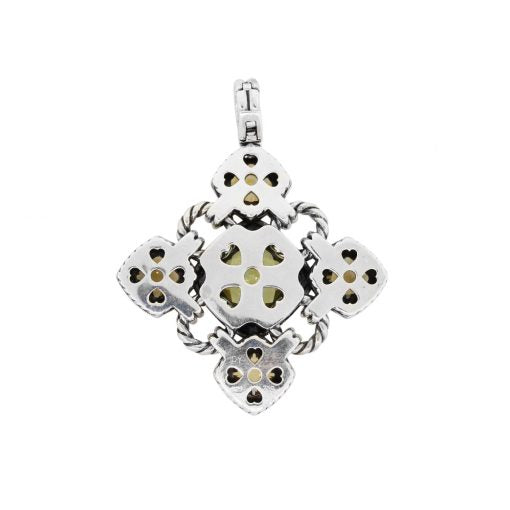 DAVID YURMAN LARGE STERLING SILVER &amp; 18K GOLD PERIDOT MULTI GEMSTONE PENDANT