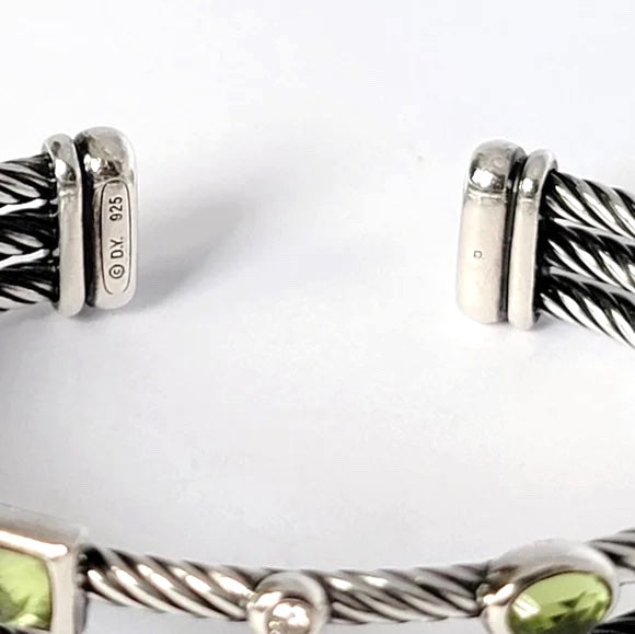 DAVID YURMAN THREE ROW CONFETTI PERIDOT TOURMALINE DIAMOND BRACELET
