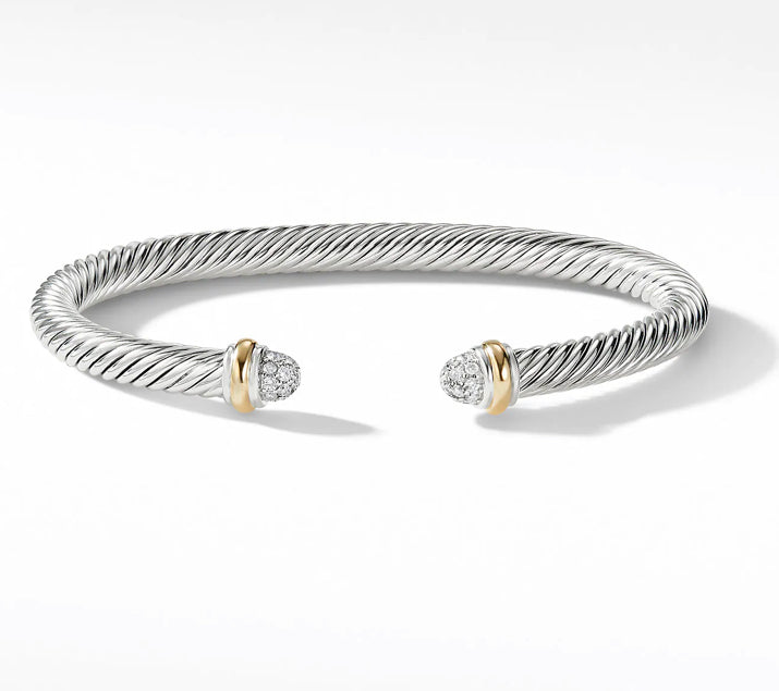 DAVID YURMAN GOLD AND PAVÉ DIAMONDS CABLE BRACELET