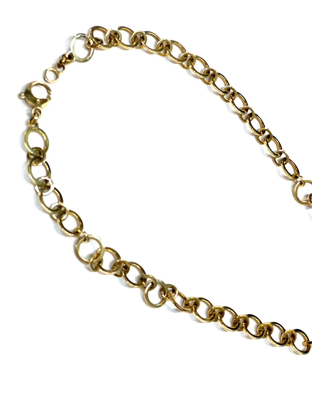 GOLD 14K AND DIAMONDS CIRCLES CHAIN LINK NECKLACE