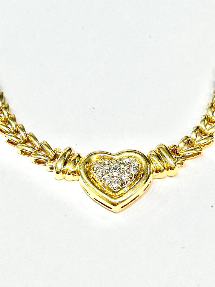 GOLD AND DIAMONDS 14K HEART NECKLACE