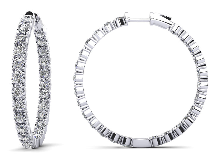 14K GOLD DIAMOND CROWN HOOP EARRINGS