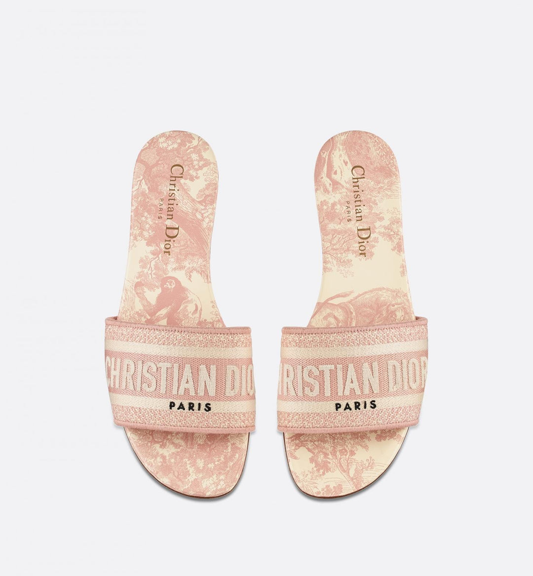 DIOR DWAY Toile de Jouy Embroidered Cotton Slides