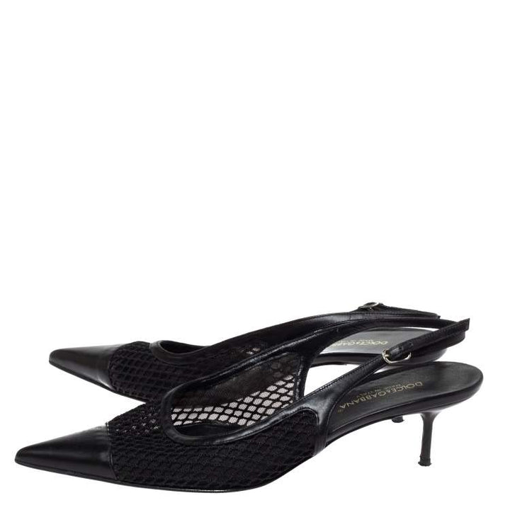 Dolce &amp; Gabbana Mesh Slingback Pointed Toe Pumps
