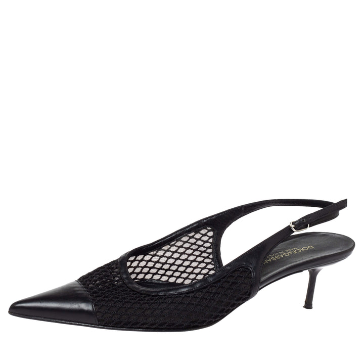 Dolce &amp; Gabbana Mesh Slingback Pointed Toe Pumps