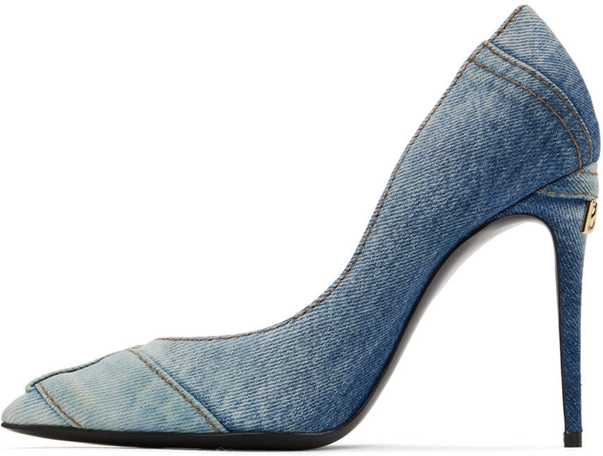 DOLCE &amp; GABBANA CARDINALE PATCHWORK DENIM PUMPS