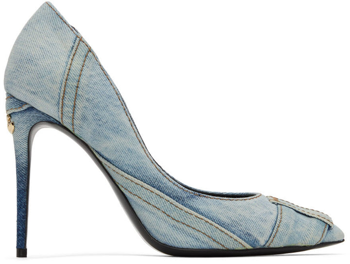 DOLCE &amp; GABBANA CARDINALE PATCHWORK DENIM PUMPS