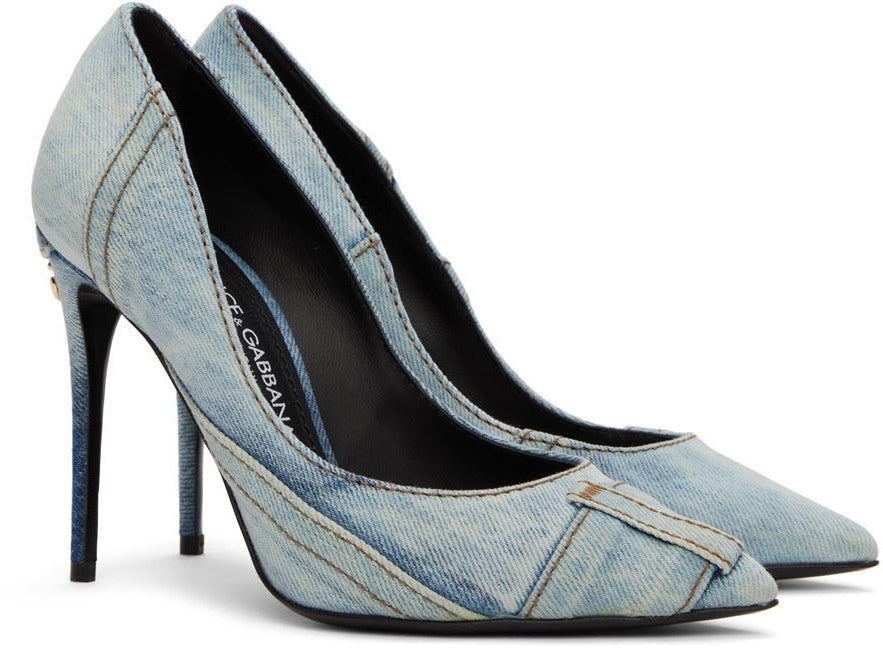 DOLCE &amp; GABBANA CARDINALE PATCHWORK DENIM PUMPS
