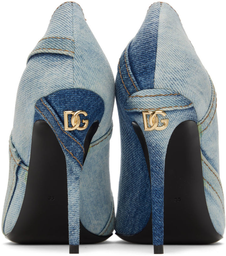 DOLCE &amp; GABBANA CARDINALE PATCHWORK DENIM PUMPS