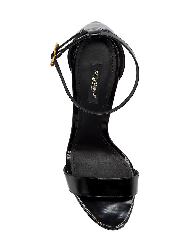 DOLCE &amp; GABBANA SCULPTED HEEL PATENT LEATHER SANDALS