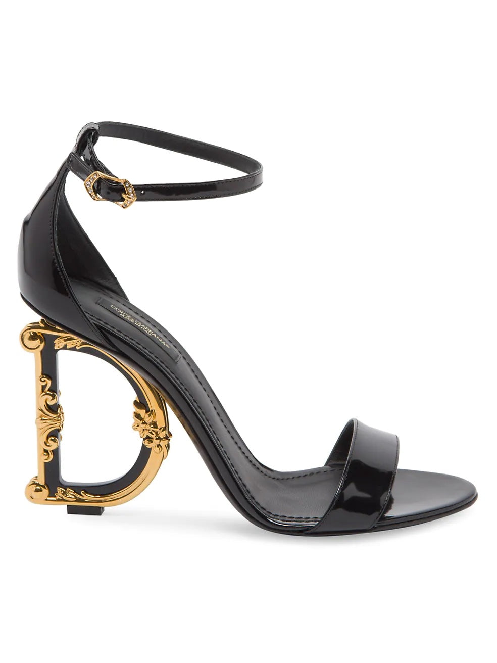 DOLCE &amp; GABBANA SCULPTED HEEL PATENT LEATHER SANDALS
