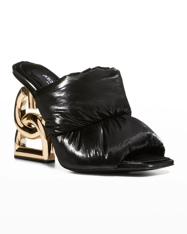 DOLCE &amp; GABBANA QUILTED BLACK SCULPTED HEEL SANDALS
